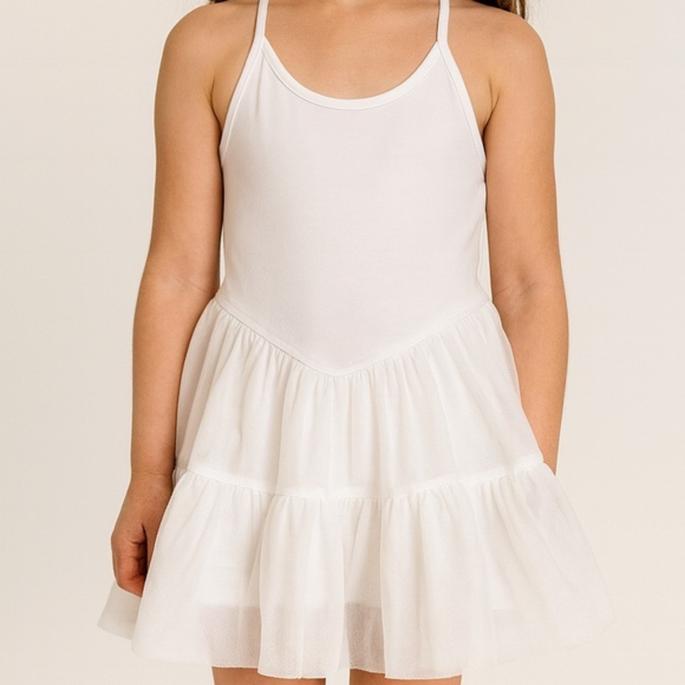 Old Navy 10-12 NWOT ballet White Sleeveless Dress with Tiered Skirt